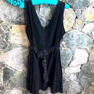 Toxik 3 Black sleeveless v-neck cotton dress with ruffled hem size M